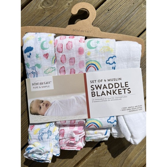Bebe au Lait Other New Bebe Au Lait Set Of 4 Muslin Swaddle